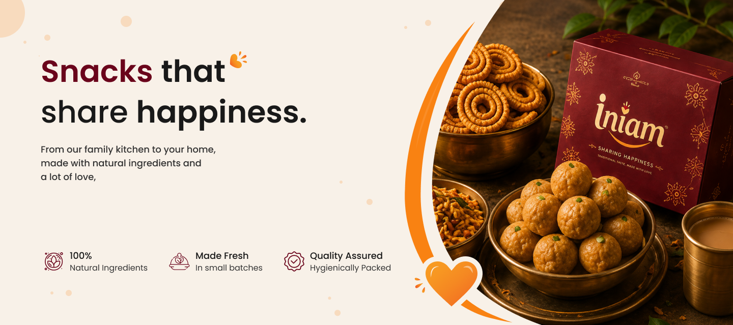 Iniam — Snacks that share happiness. From our family kitchen to your home, made with natural ingredients and a lot of love.